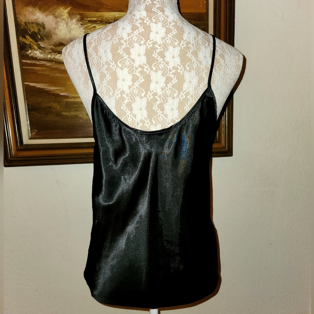 Vintage 1980s Black Satin Camisole by Cinema Etoile - Picture 6 of 11